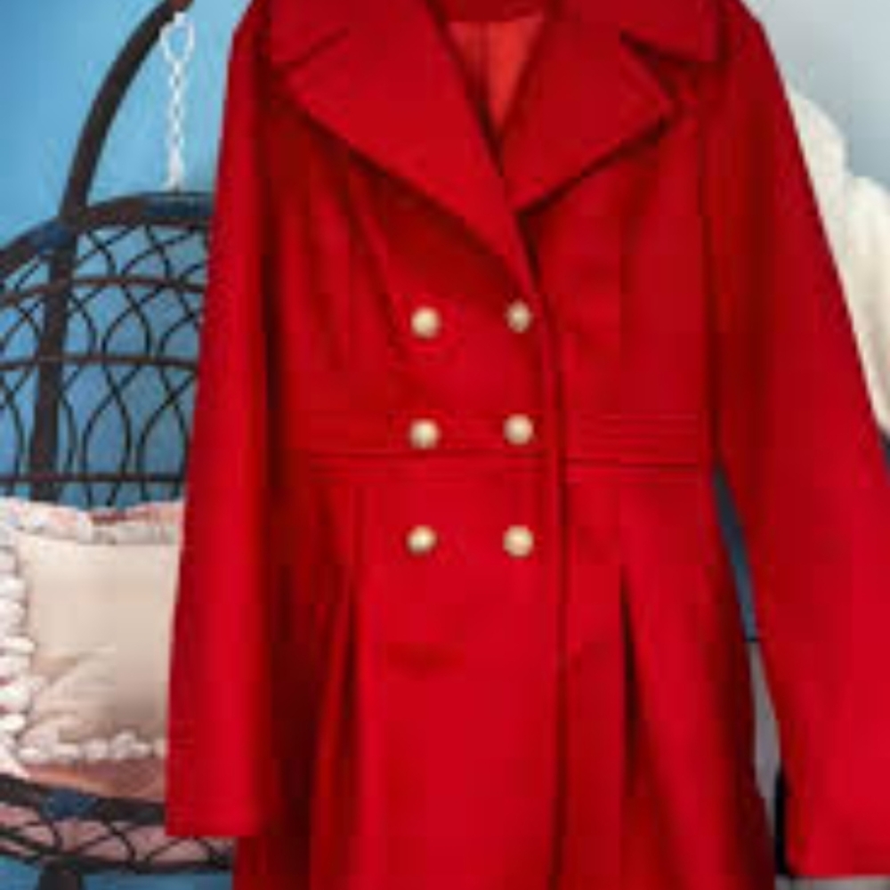Chic Red Double-Breasted Coat - image 1